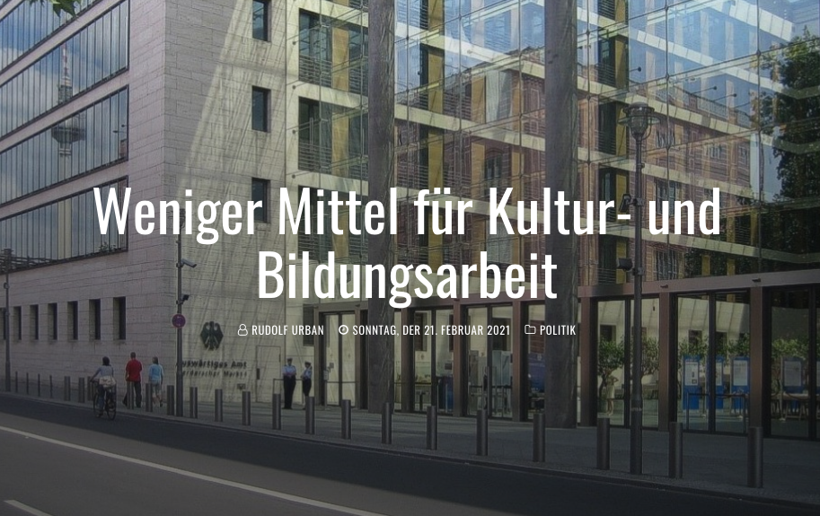 Weniger Mittel für Kultur- und Bildungsarbeit Weniger Mittel für Kultur- und Bildungsarbeit